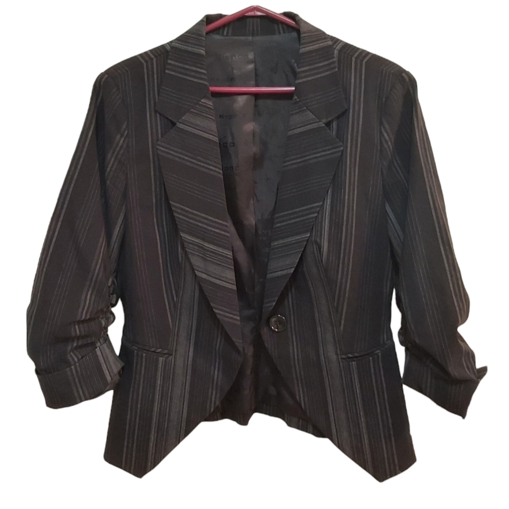 Bianca Nygard Black Lightly Striped Blazer Size Medium (M)